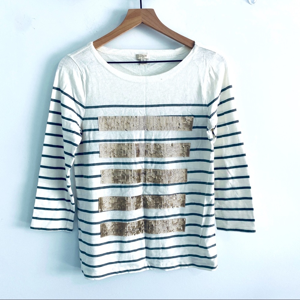 J. Crew Striped Gold Embellished Shirt